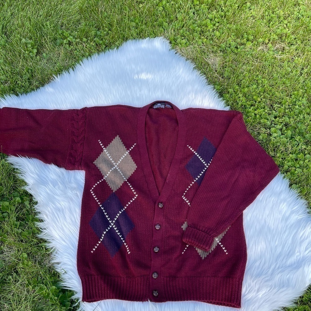EUC Vintage 90’s mens Structure argyle cardigan